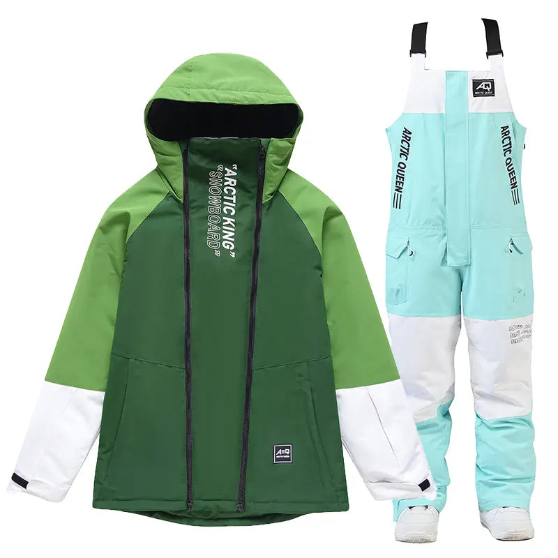 Hotian Men Snowboard Suits Cargo Jacket & Bibs Pants