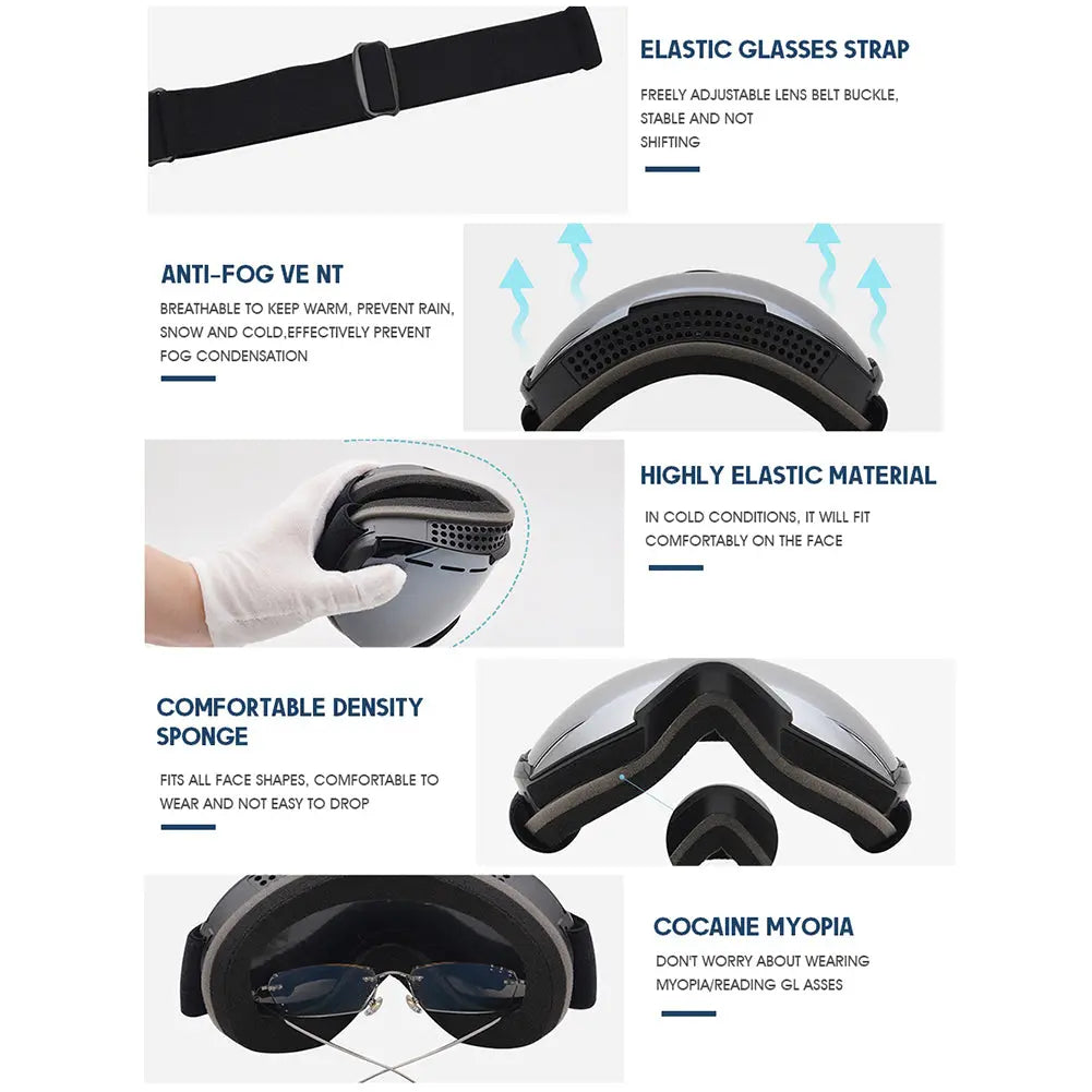 Hotian OTG Snow Goggles for Snowmobile Skiing Skating HOTIAN