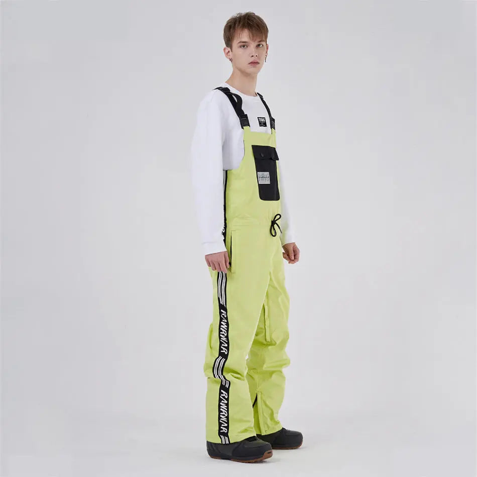 Hotian Reflective Stripe Men Insulated Snow Snowboard Bibs HOTIAN