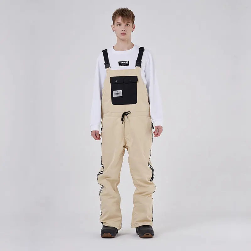 Hotian Reflective Stripe Men Insulated Snow Snowboard Bibs HOTIAN