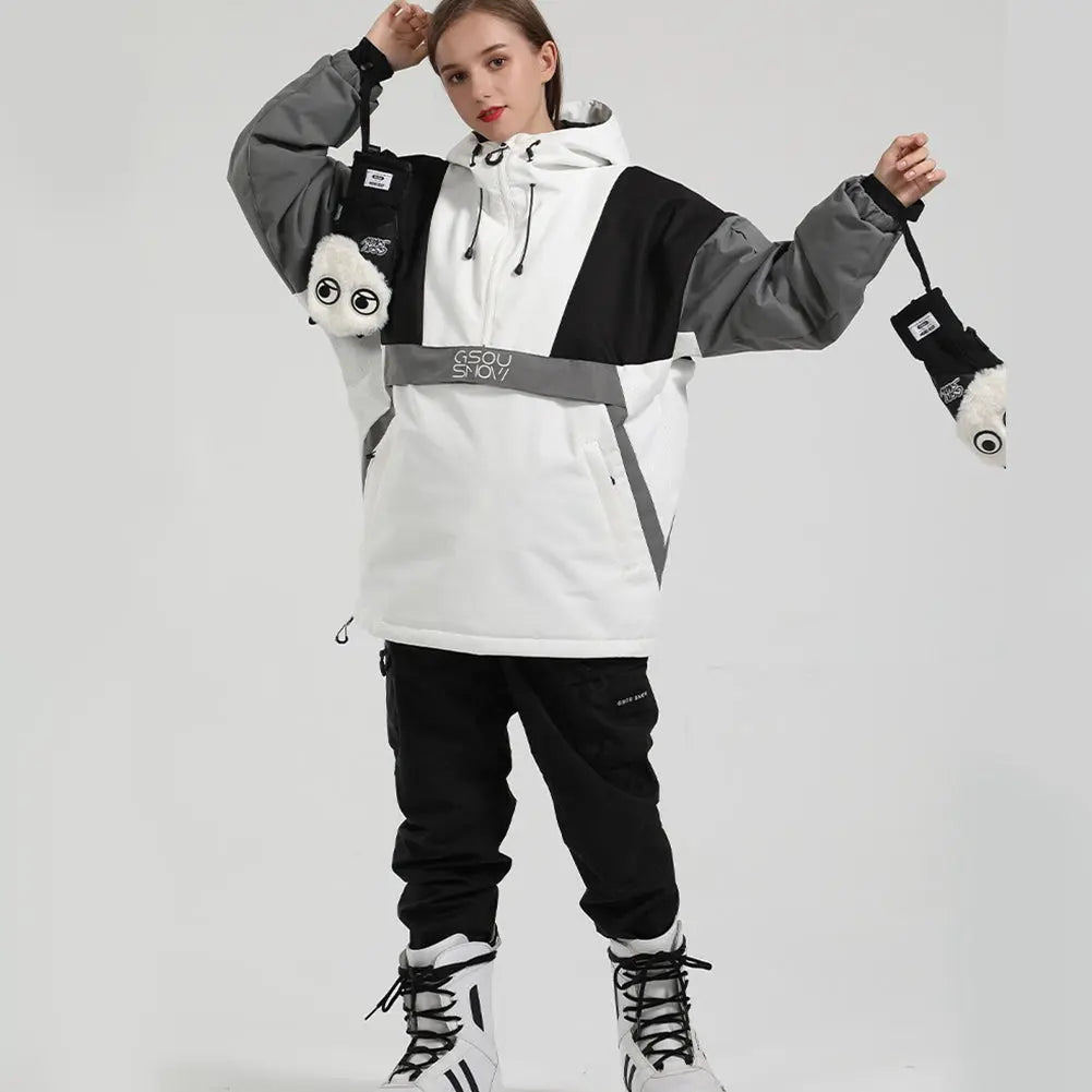 Hotian Reflective Stripe Women Insulated Anorak Jacket HOTIAN