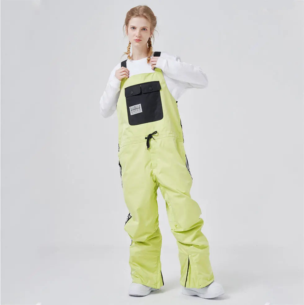 Hotian Reflective Stripe Women Insulated Snow Snowboard Bibs HOTIAN
