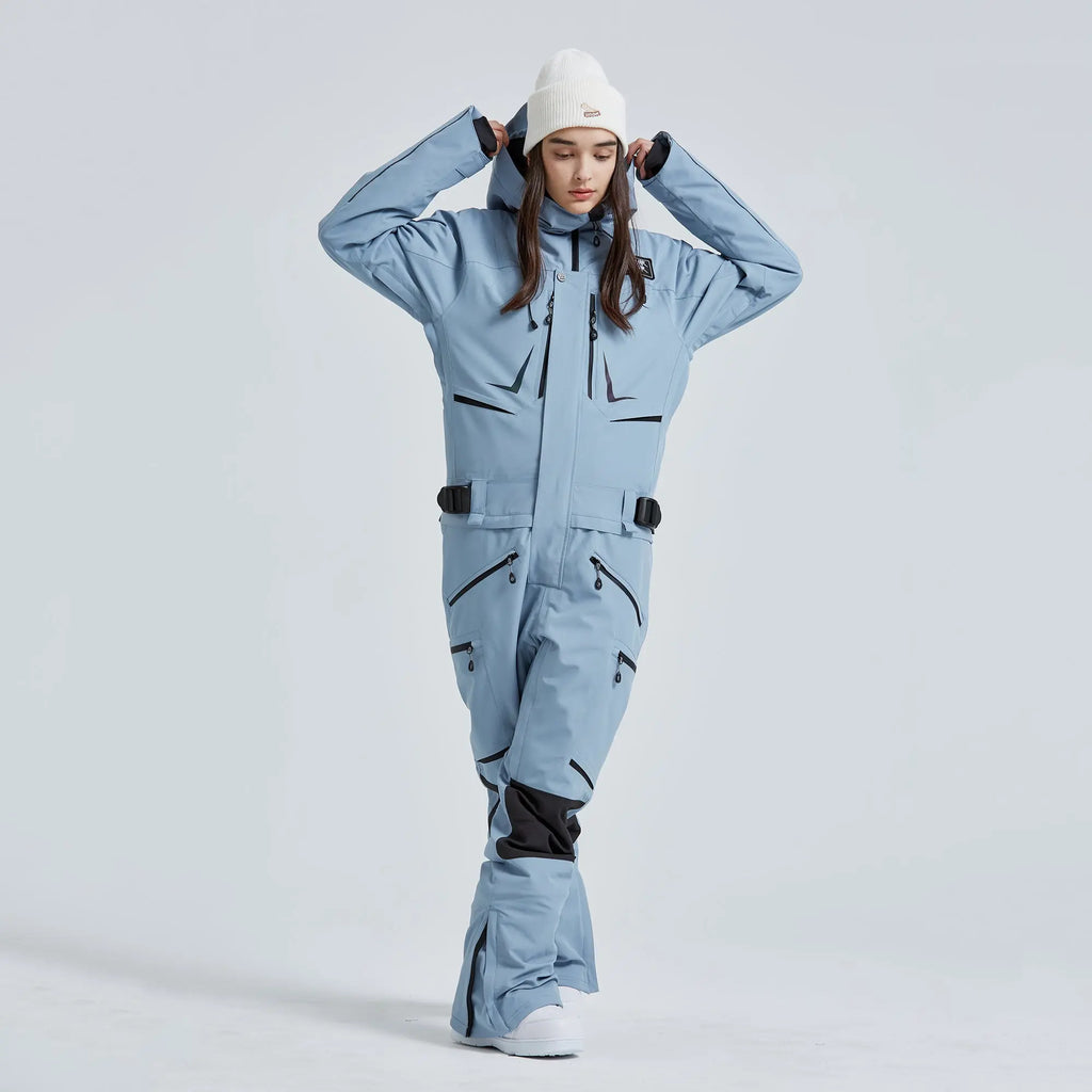 Hotian Women High Neck Hooded One Piece Ski Suits HOTIAN