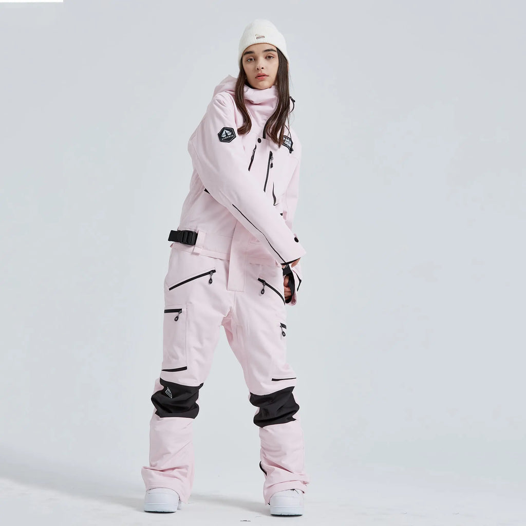 Hotian Women High Neck Hooded One Piece Ski Suits HOTIAN