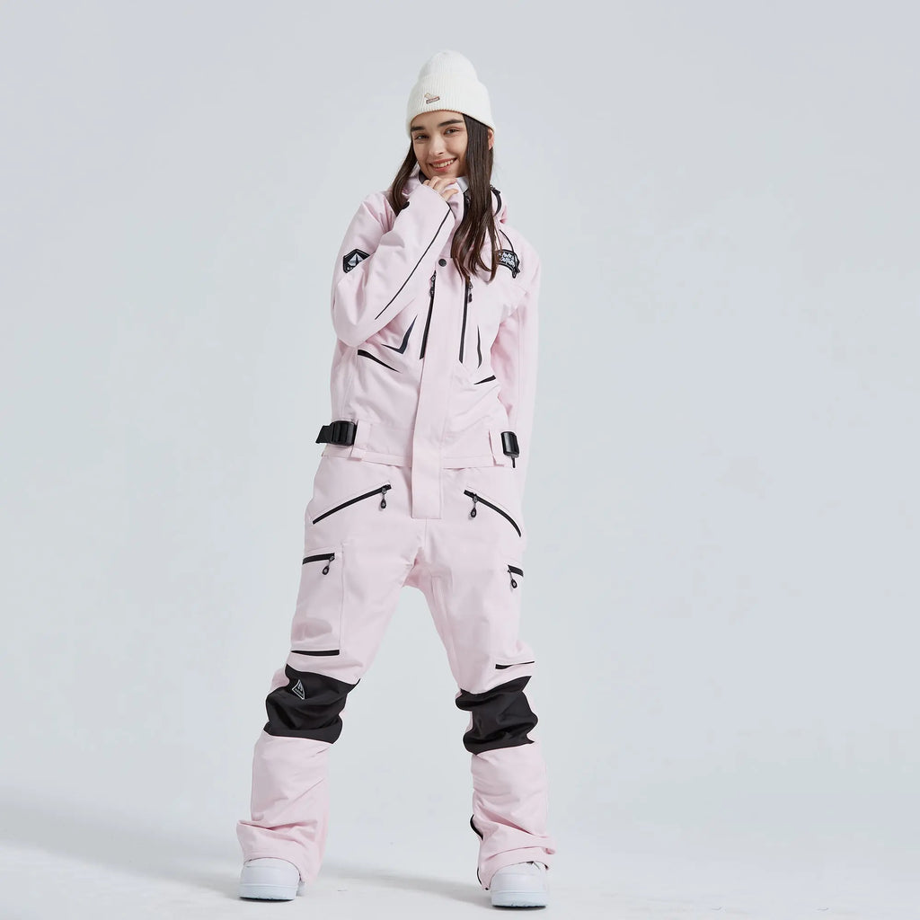 Hotian Women High Neck Hooded One Piece Ski Suits HOTIAN