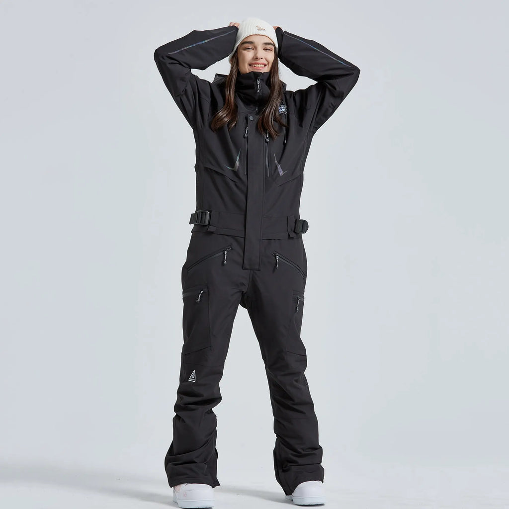 Hotian Women High Neck Hooded One Piece Ski Suits HOTIAN