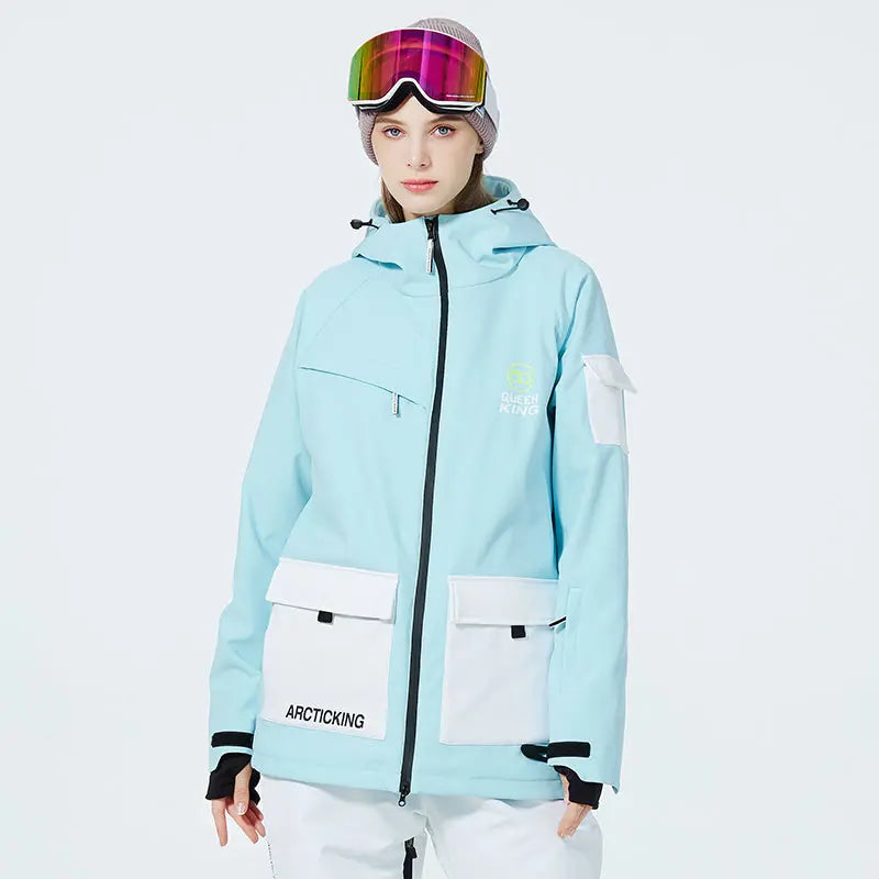 Hotian Women Ski Insulated Cargo Jacket Waterproof