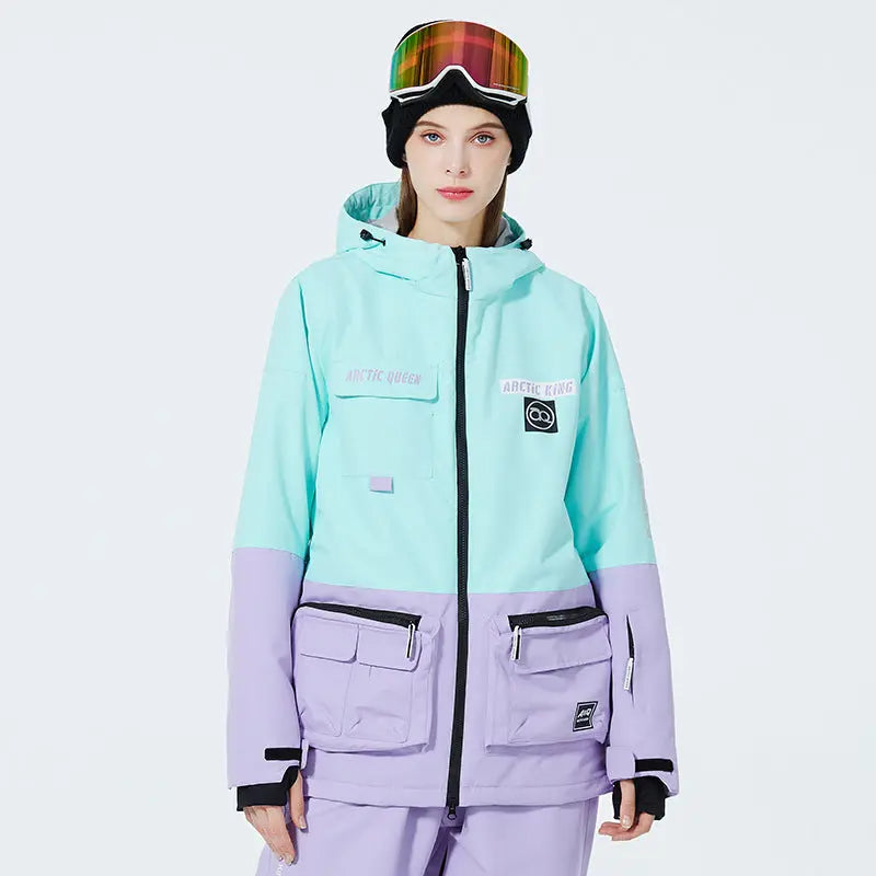 Hotian Women Ski Insulated Cargo Jacket Waterproof