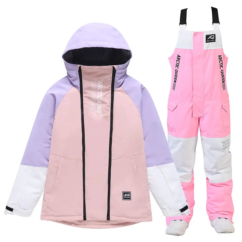 Hotian Women Ski Set Cargo Jacket & Bibs Pants