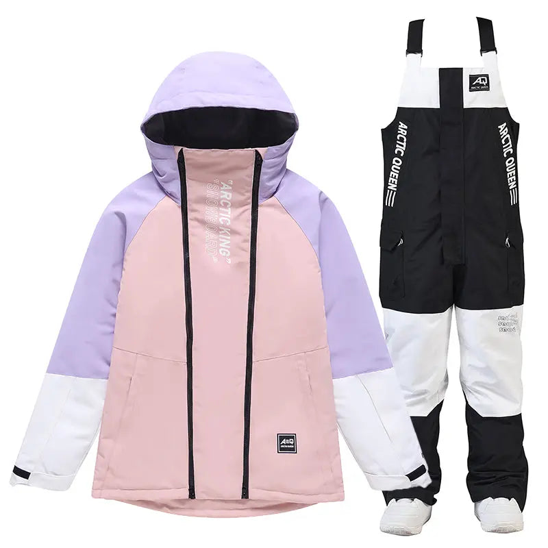 Hotian Women Ski Set Cargo Jacket & Bibs Pants