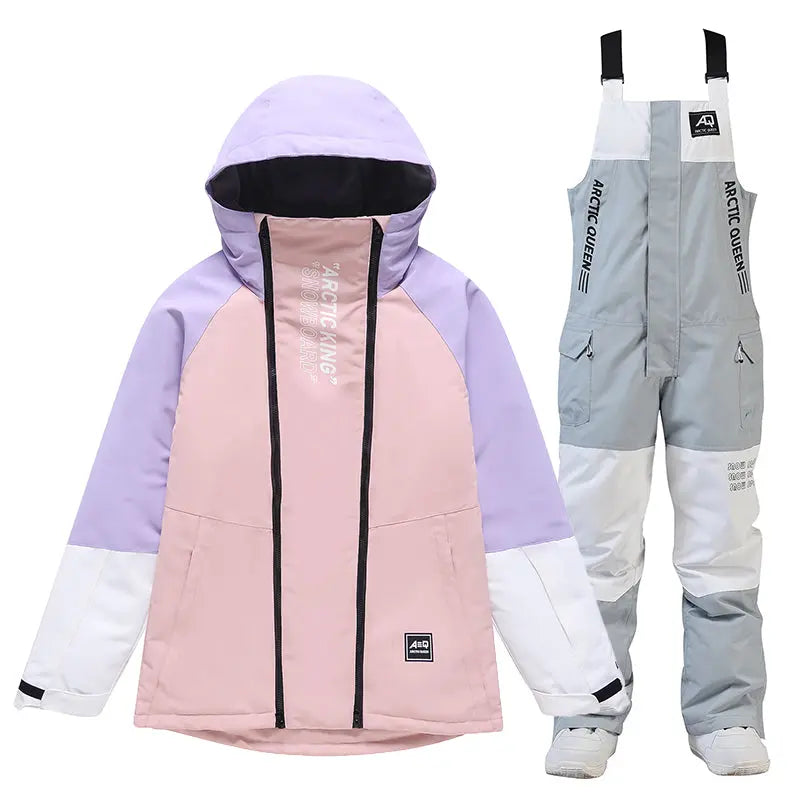 Hotian Women Ski Set Cargo Jacket & Bibs Pants