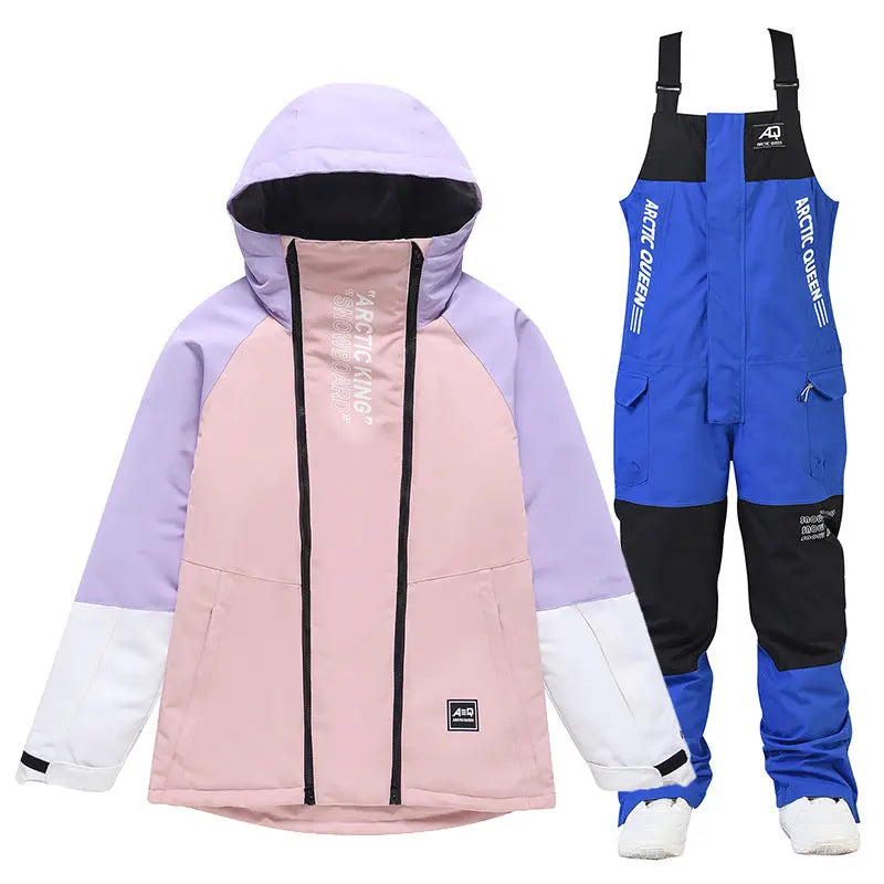 Hotian Women Ski Set Cargo Jacket & Bibs Pants HOTIAN