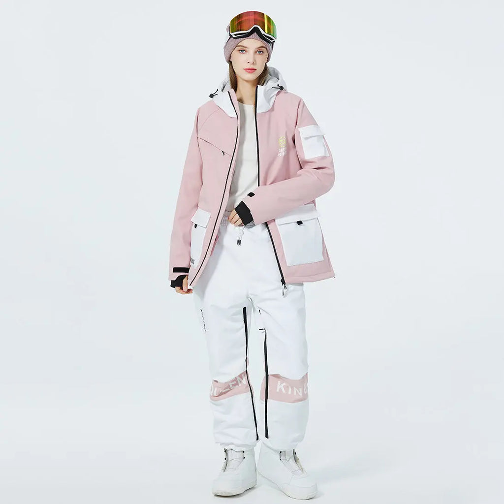 Hotian Women Ski Set Insulated Cargo Jacket & Jogger Pants HOTIAN