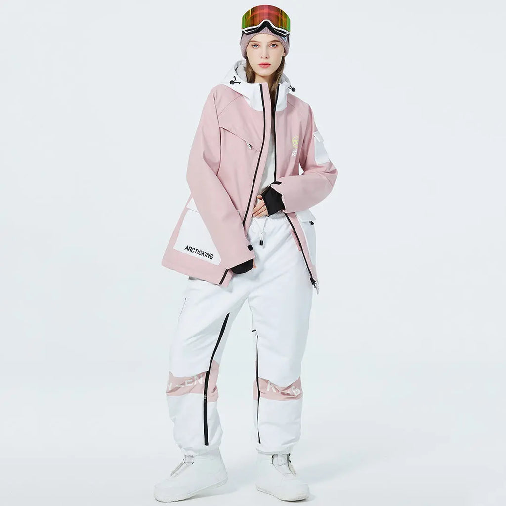 Hotian Women Ski Set Insulated Cargo Jacket & Jogger Pants HOTIAN