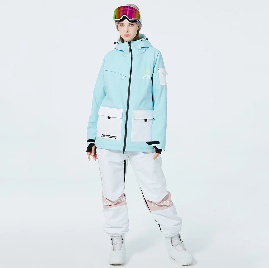 Hotian Women Ski Set Insulated Cargo Jacket & Jogger Pants HOTIAN