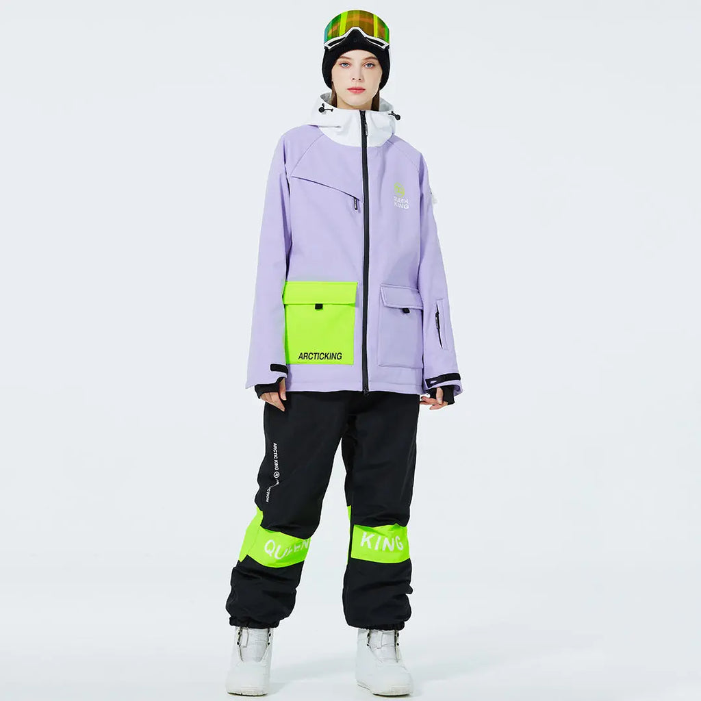 Hotian Women Ski Set Insulated Cargo Jacket & Jogger Pants HOTIAN