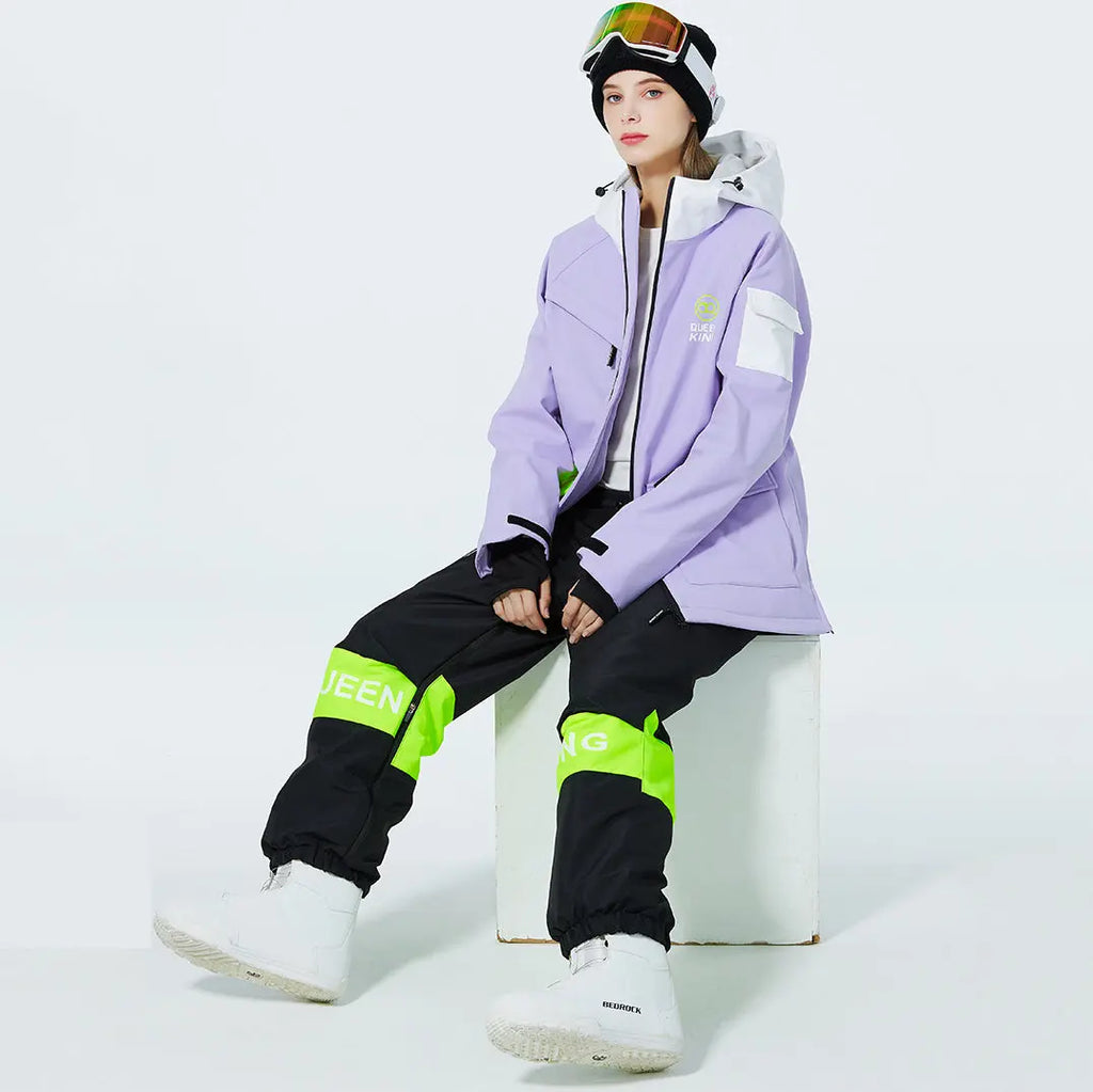 Hotian Women Ski Set Insulated Cargo Jacket & Jogger Pants HOTIAN