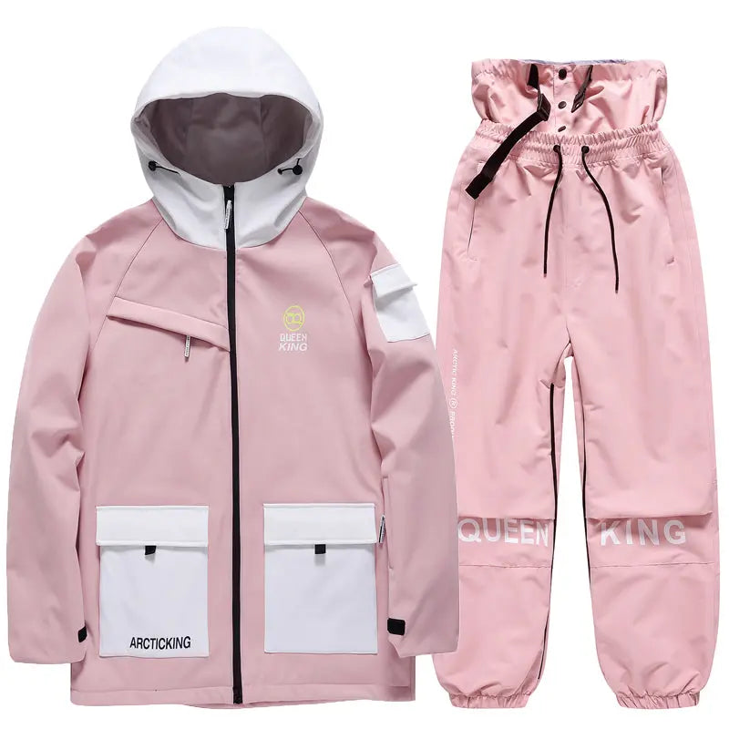 Hotian Women Ski Set Insulated Cargo Jacket & Jogger Pants HOTIAN