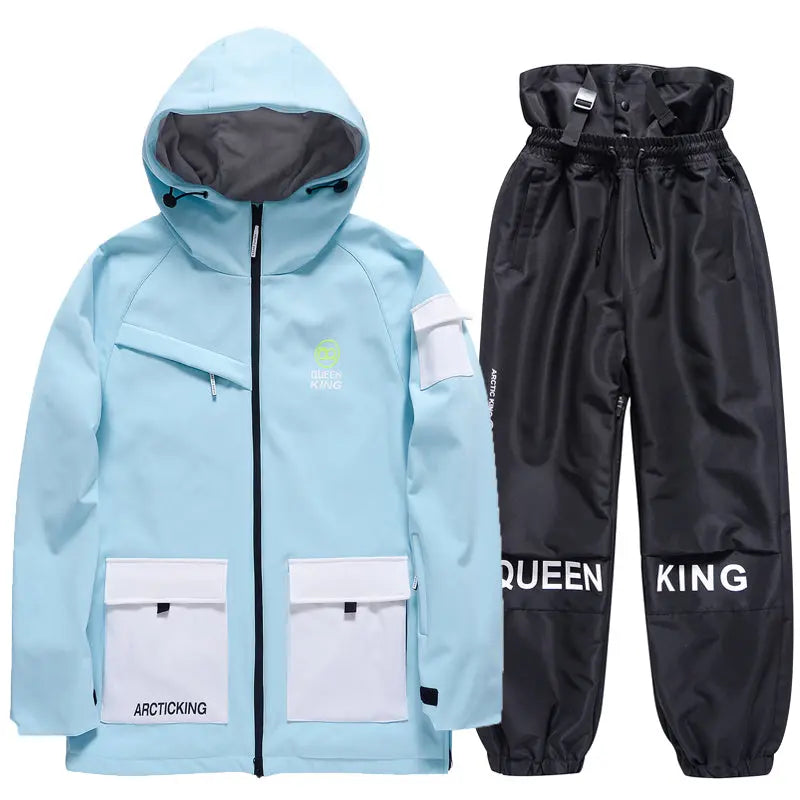 Hotian Women Ski Set Insulated Cargo Jacket & Jogger Pants HOTIAN