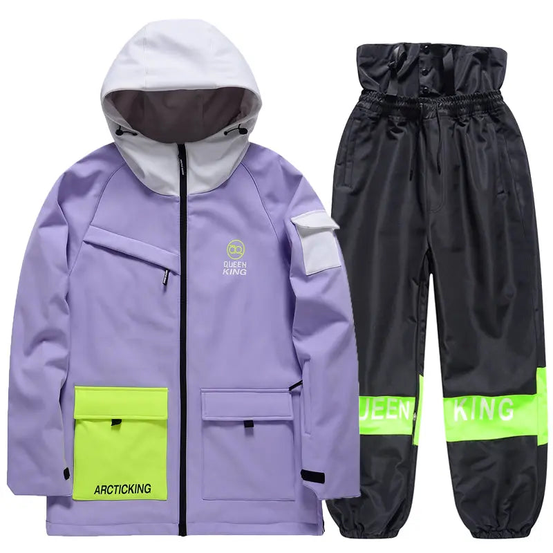 Hotian Women Ski Set Insulated Cargo Jacket & Jogger Pants HOTIAN