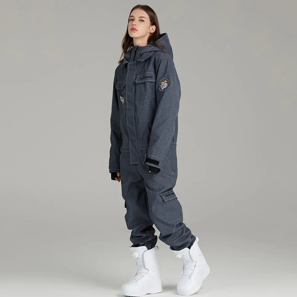 Hotian Women Ski Suit Downhill One-piece Snowsuit