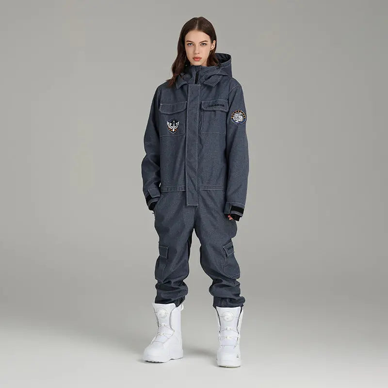 Hotian Women Ski Suit Downhill One-piece Snowsuit