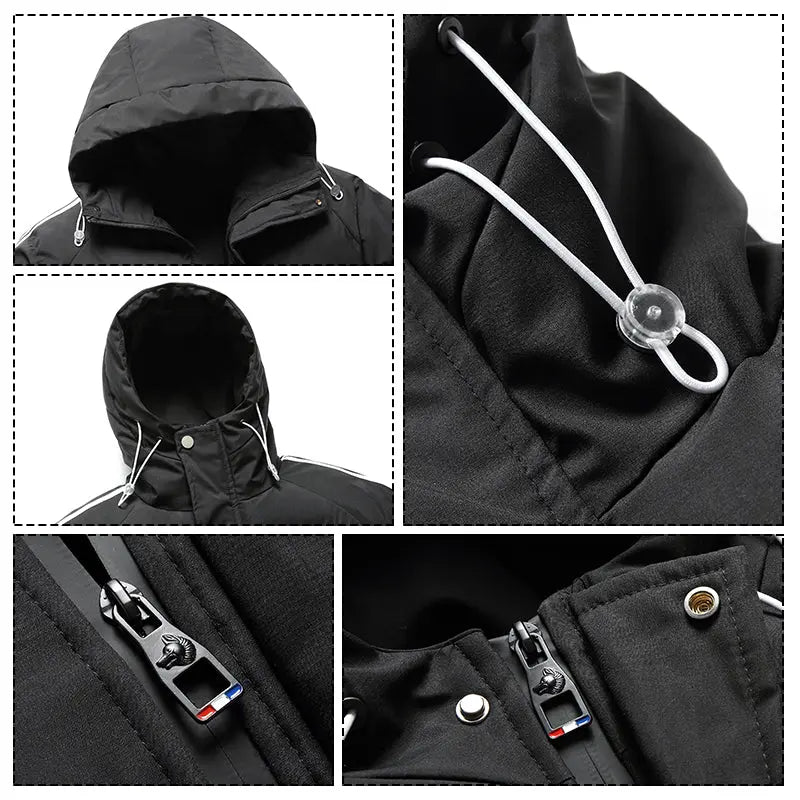 Hotiansnow Men Hooded Puffer Jacket Colorblock HOTIAN