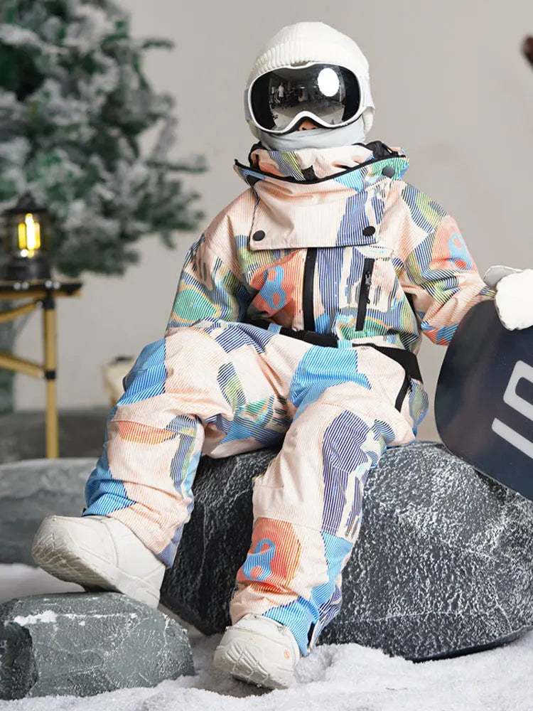 Kids Purple One-piece Snowsuits Windproof Ski Outfits for Toddler