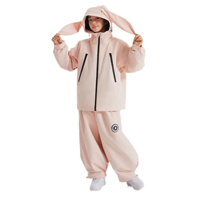Kids Rabbit Ears Hooded Snow Suits 