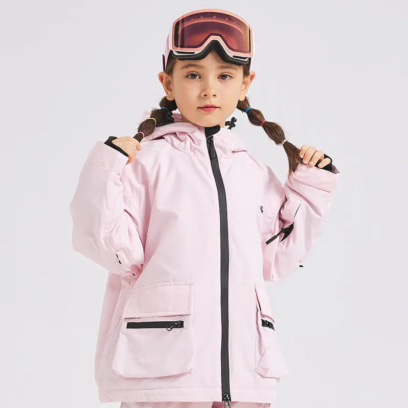 Kids Warm Ski Jacket Coat for Winter Solid Color Snow Wear HOTIANSNOW