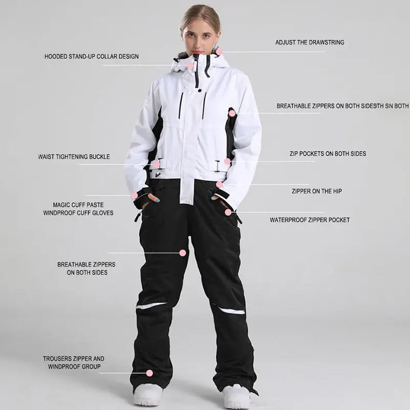 Men's One Piece Ski Suits With Adjustable Belt, Ski Jumpsuit