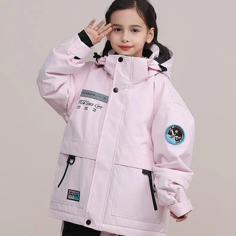 Solid Color Kids Outdoor Insulated Snow Jacket 