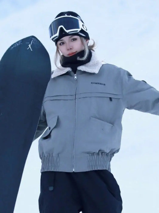 Unisex Sherpa Collar Ski Jacket — Warm Insulated Snowboard Coat