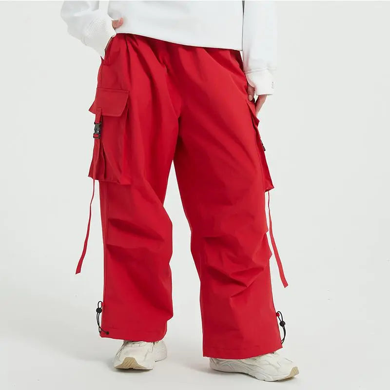 Winter Loose Fit Ski Pants Thicken Warm Outdoor Snow Pants 