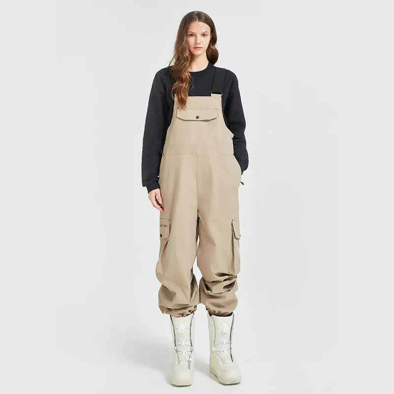 Women Baggy Skiing Bibs Premium Snowboarding Overalls Pants 