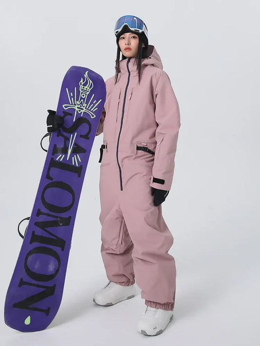 Women Chic One Piece Ski Suits Full Body Snow Jumpsuits 