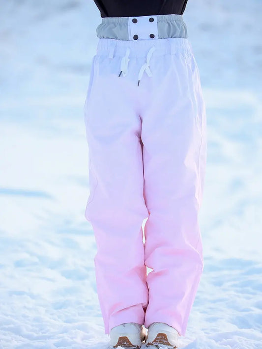 Women Gradient Color Snow Pants Cute Ski Trousers for Winter 