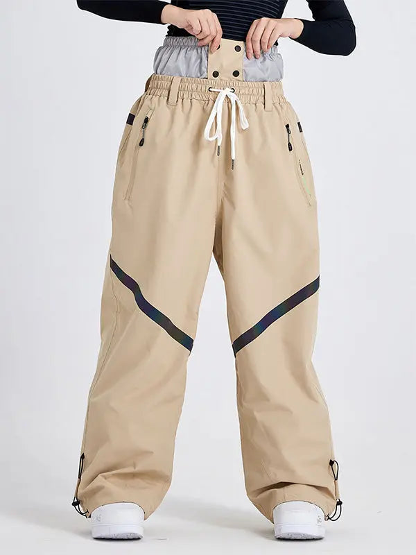 Women High Waist Outdoor Baggy Snow Pants HOTIANSNOW