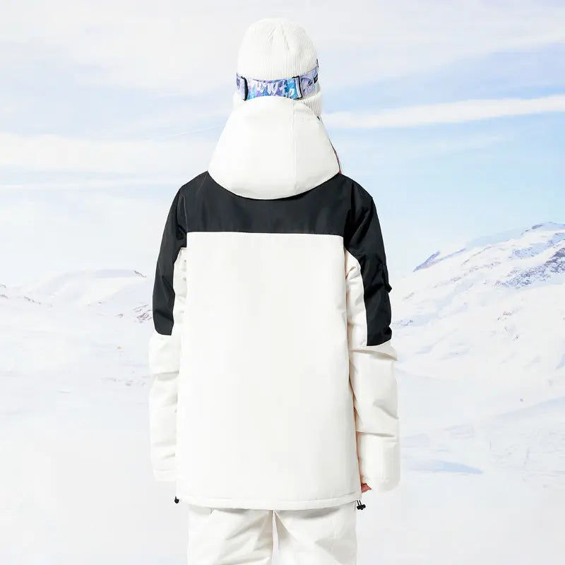 Women Hooded Snowboard Jacket Cargo Pockets Ski Coat 