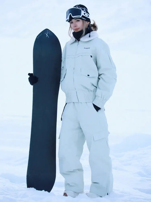 Women Lapel Collar 3L Snow Jacket &  Baggy Snow Trousers