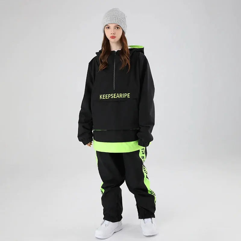 Women Ski Suits Pullover Hooded Ski Jacket & Pants HOTIAN