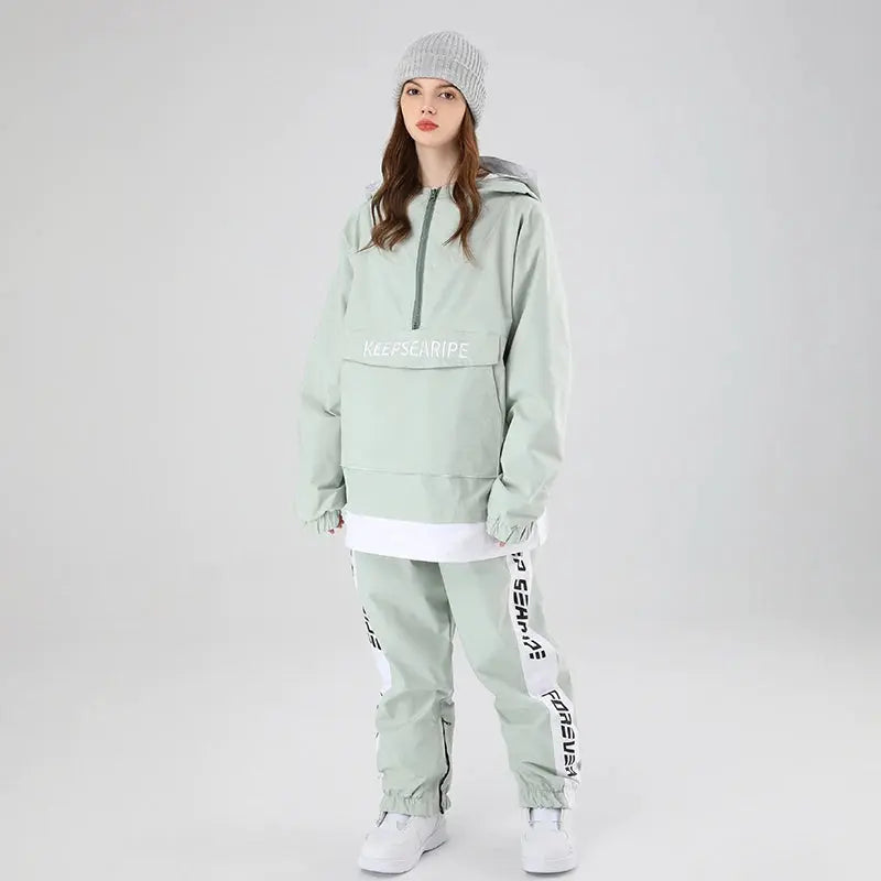 Women Ski Suits Pullover Hooded Ski Jacket & Pants HOTIAN