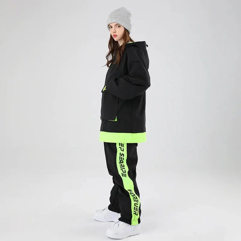 Women Ski Suits Pullover Hooded Ski Jacket & Pants HOTIAN