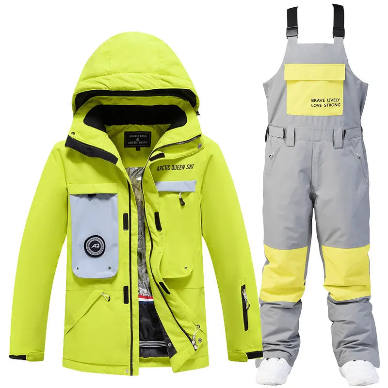 Women Winter Hooded Ski Overalls Snowsuits HOTIANSNOW