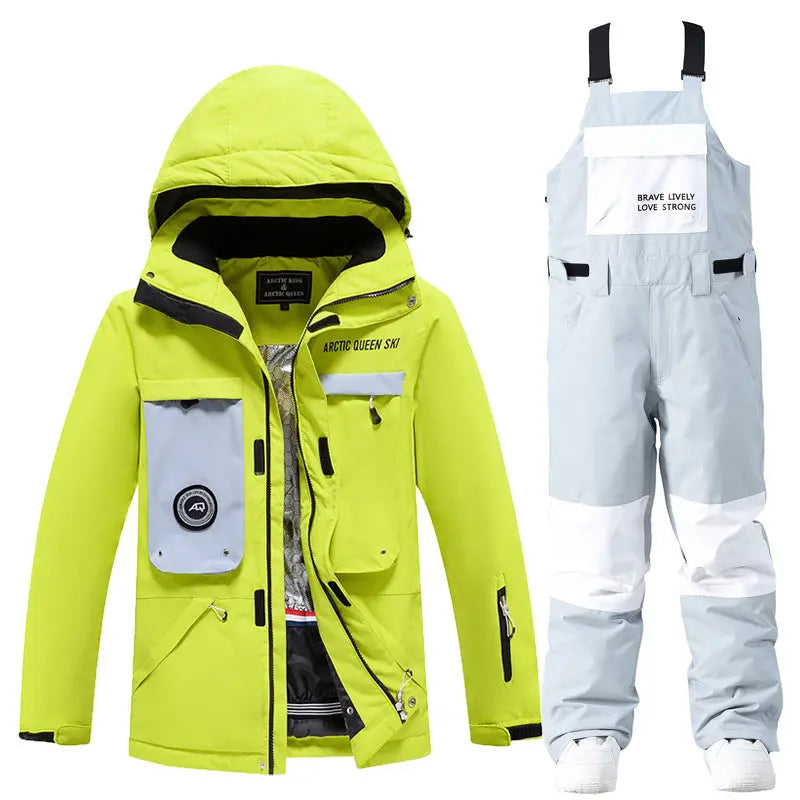 Women Winter Hooded Ski Overalls Snowsuits HOTIANSNOW