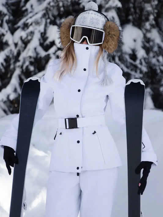 Women's 3L Seam-Sealed Ski Jacket — Slim Fit Waist-Cinching Padded Coat