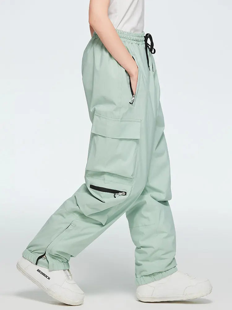Women's Elastic Waist Cargo Snow Pants 