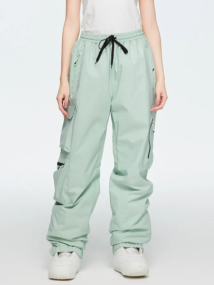 Women's Elastic Waist Cargo Snow Pants 
