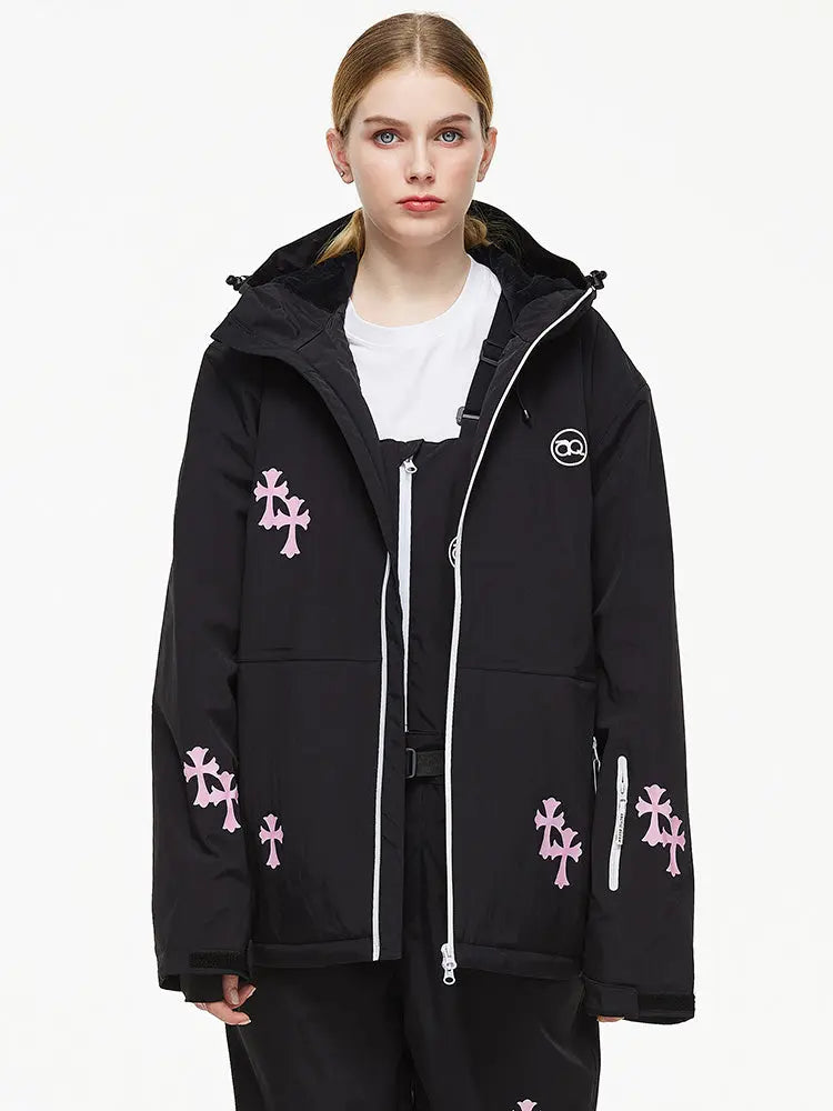 Women's Fun Printed Snowboarding Jacket Hooded Ski Wear 