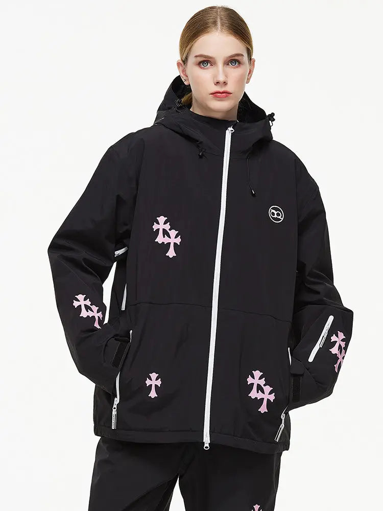 Women's Fun Printed Snowboarding Jacket Hooded Ski Wear 